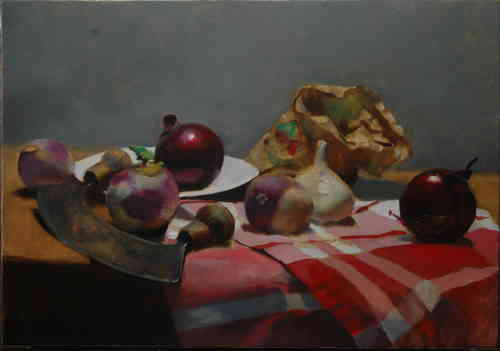 RETOUR DE MARCHE HST 35X50 CM (VENDU) - © Christophe Thiry, peintre