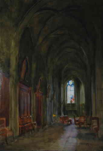 INTERIEUR D EGLISE HST 73X50 CM VENDU) - © Christophe Thiry, peintre