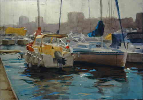 TOULON, LE PORT DE PLAISANCE HST (VENDU) - © Christophe Thiry, peintre