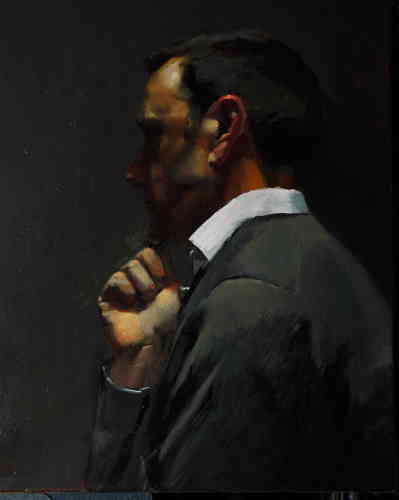 AUTOPORTRAIT TROIS QUART DOS HST (VENDU) - © Christophe Thiry, peintre