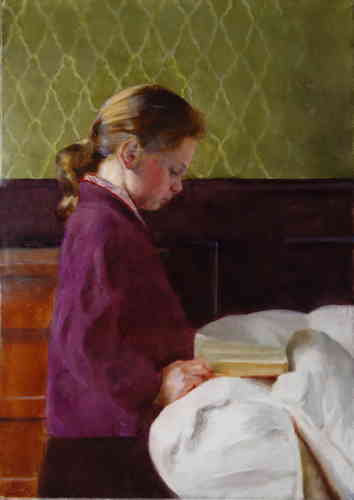 JEUNE FILLE LISANT HST 65X46 CM (VENDU) - © Christophe Thiry, peintre