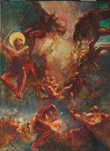 ARCHETYPE DU COMBAT HST (VENDU) - © Christophe Thiry, peintre