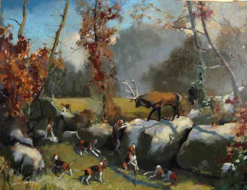 HALALLI EN FORET DE FONTAINEBLEAU HST (VENDU) - © Christophe Thiry, peintre